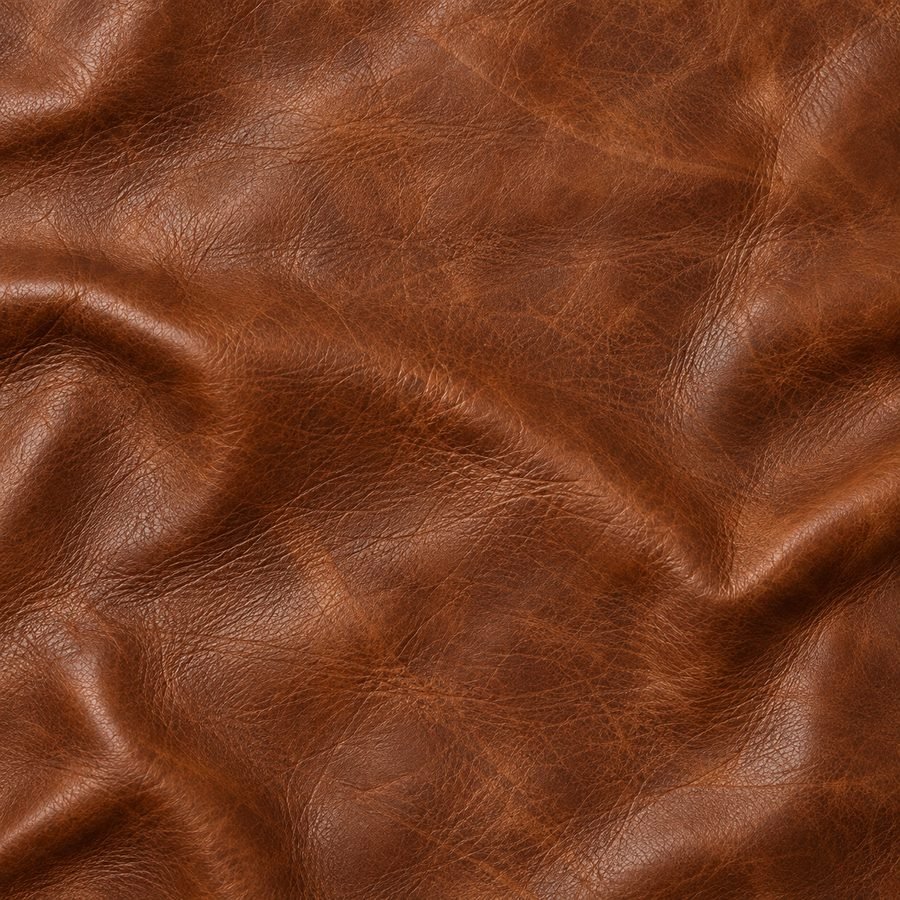 Close view of tobacco full-grain leather grain